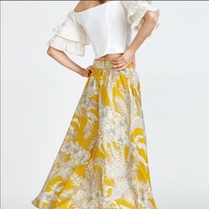 Zara floral print midi skirt
